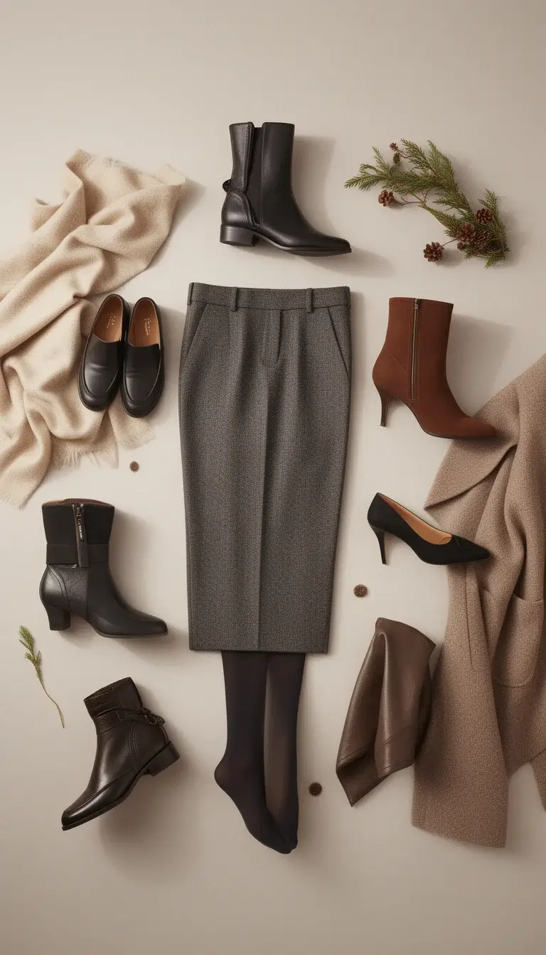 A curated selection of comfortable winter shoes styled for formal and semi-formal events.