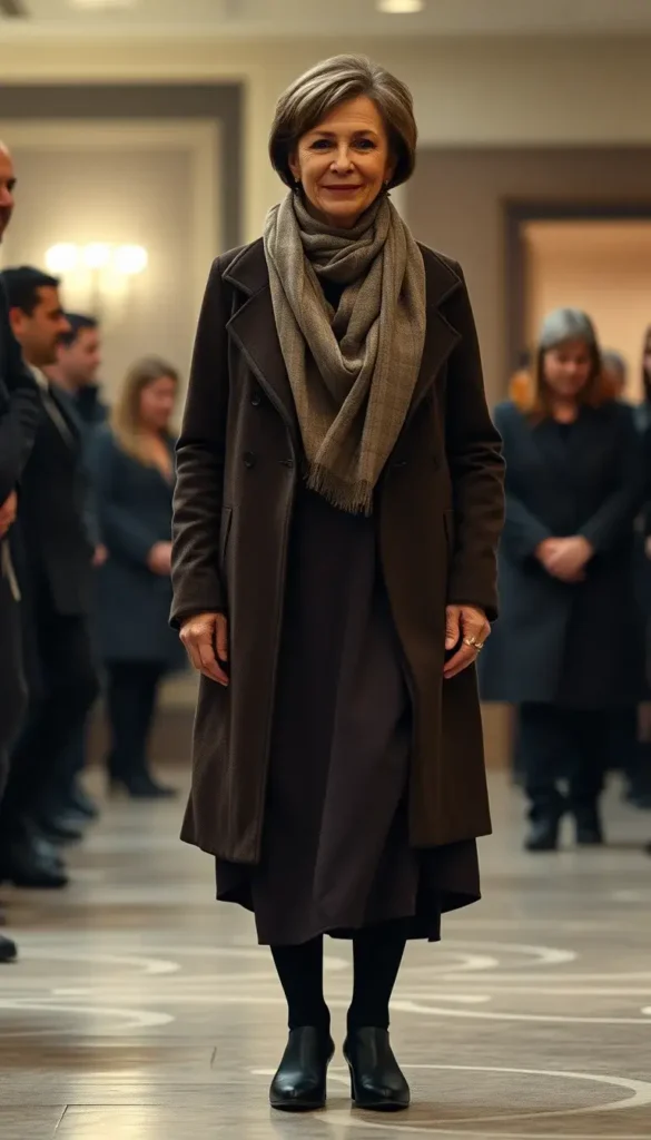 Opaque leggings layered under a formal winter dress
