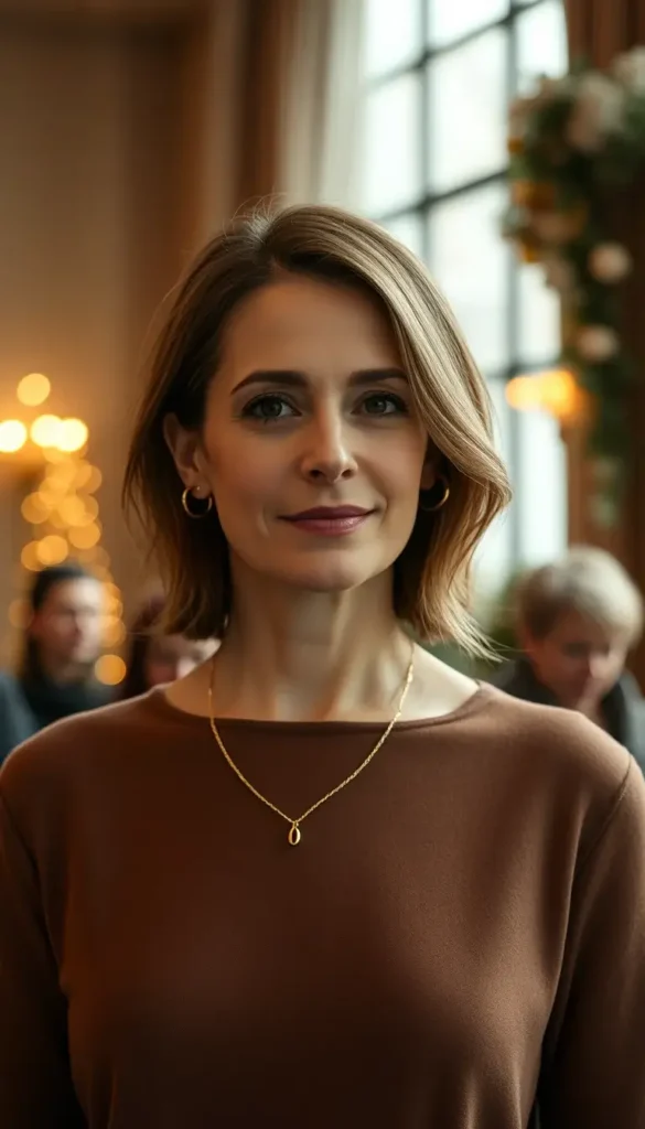 Minimal gold jewelry paired with a winter outfit