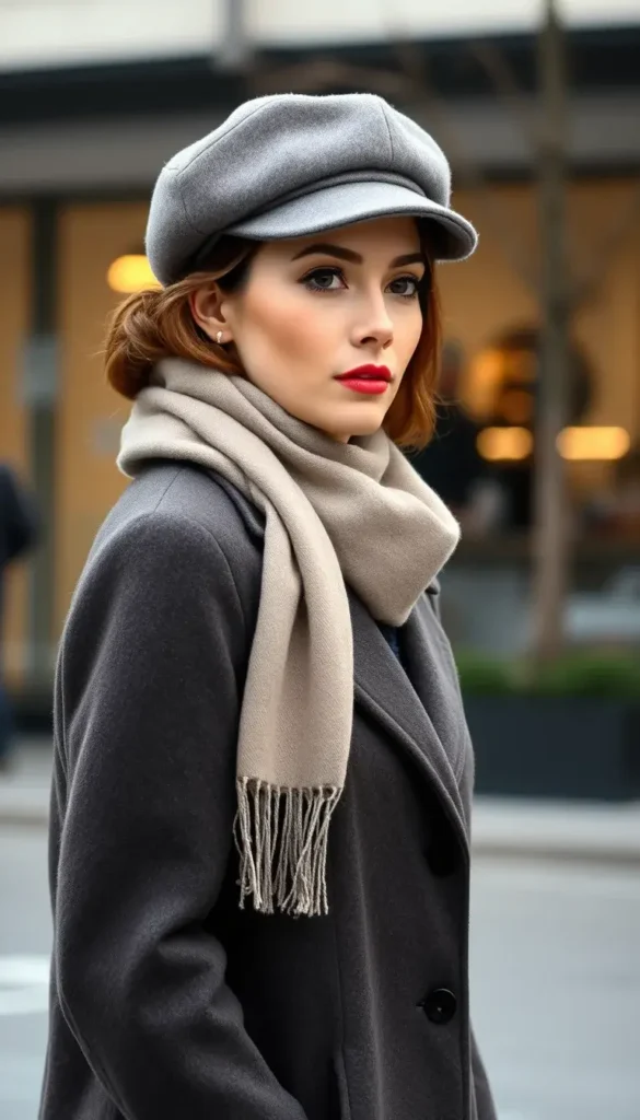 Wool beret styled with a simple winter coat
