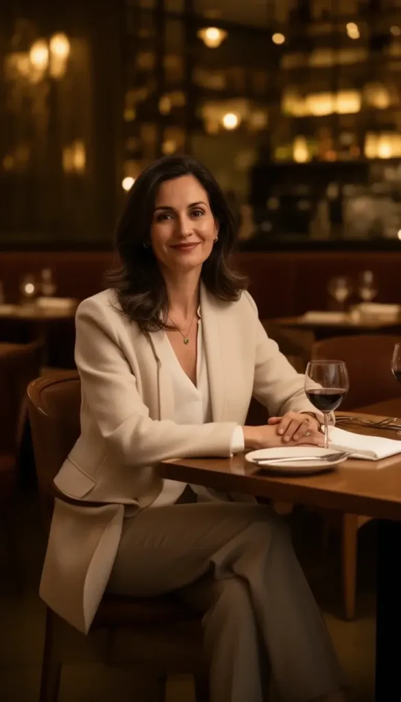 Woman wearing a comfortable polished outfit on a Valentine’s date