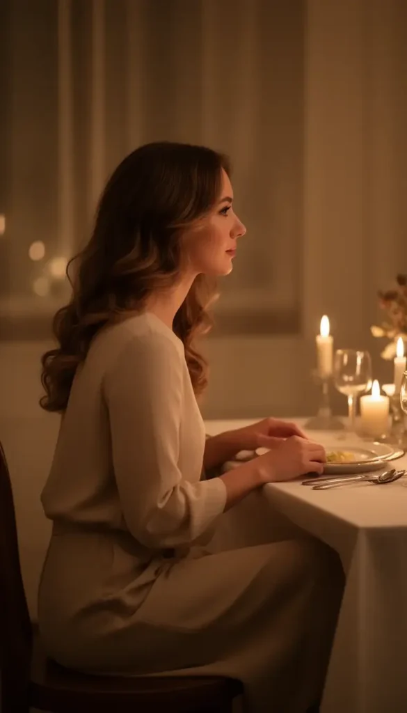 Woman with soft waves hairstyle on a Valentine’s date